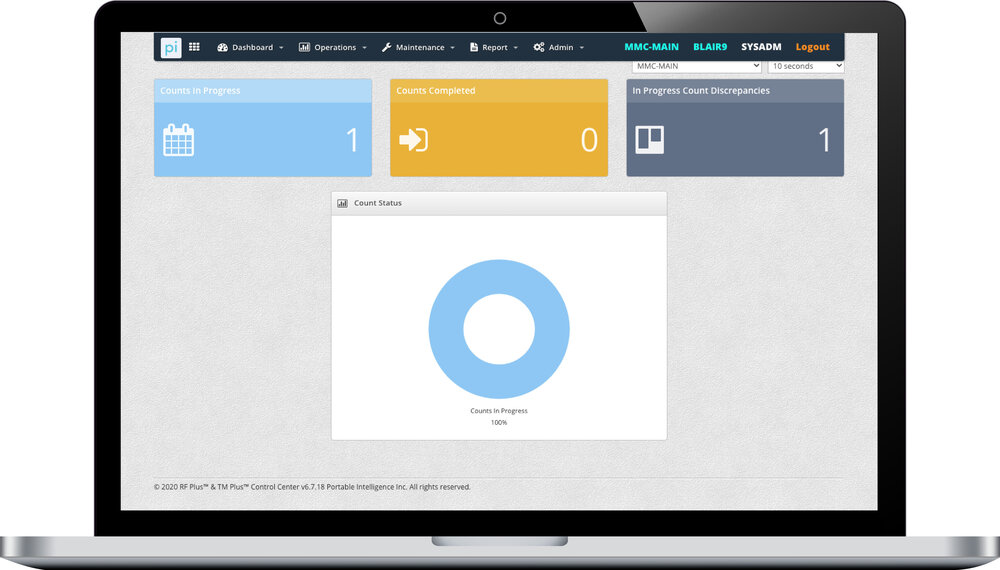 Portable Intelligence Screenshot of Inventory Dashboard CC