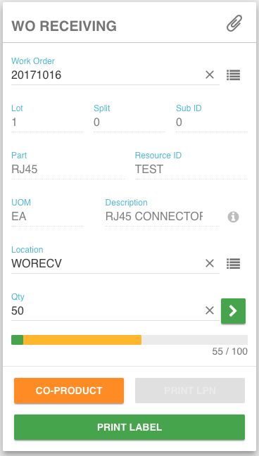 Screenshot of Portable Intelligence WO Receiving Handheld Screen